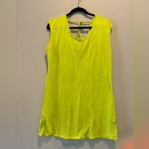Express sleeveless coverup, chartreuse with tie across the upper back